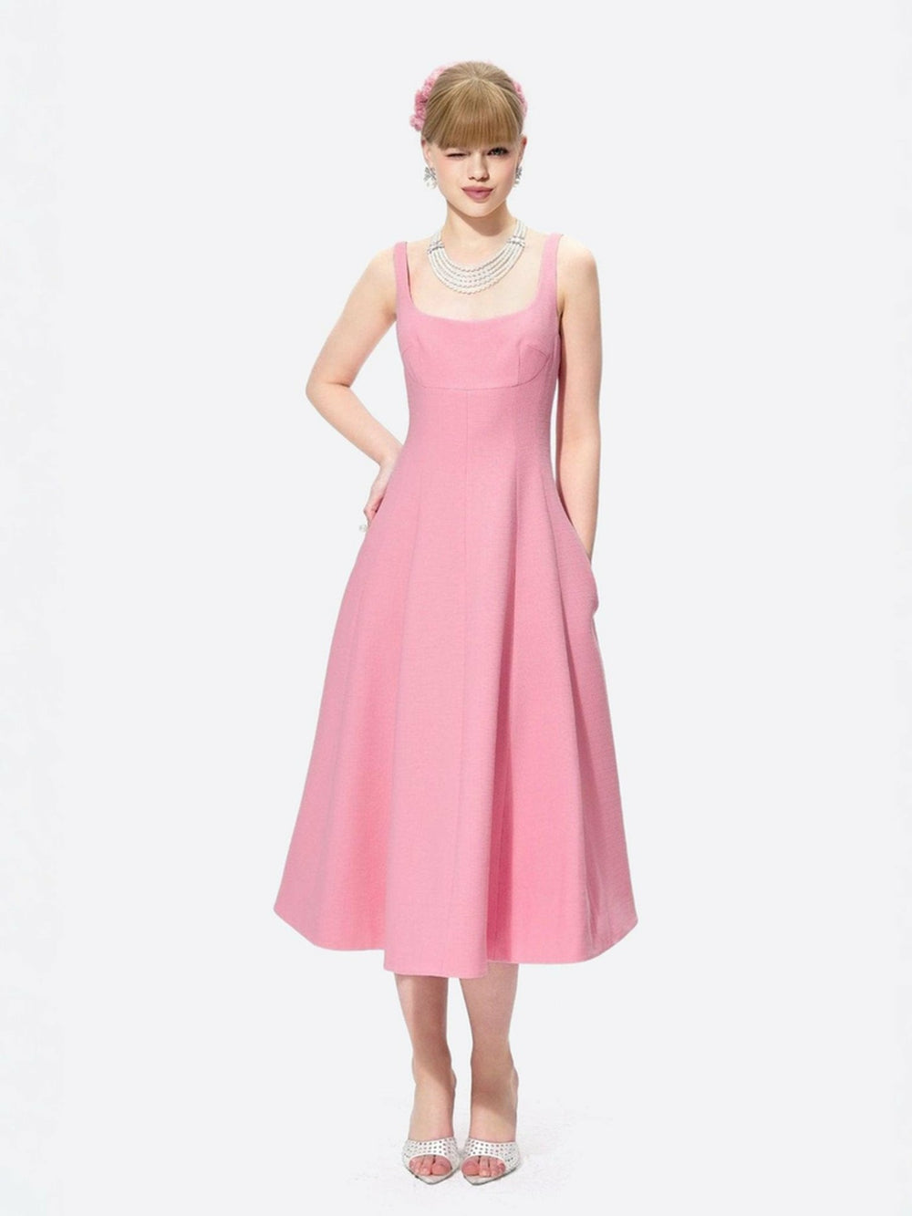 Josephine Dress: Pink Midi Dress for Garden Parties | Nana Jacqueline