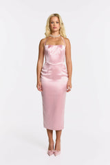Serena Dress: Pink Midi Dress for Garden Wedding Guest | Nana Jacqueline