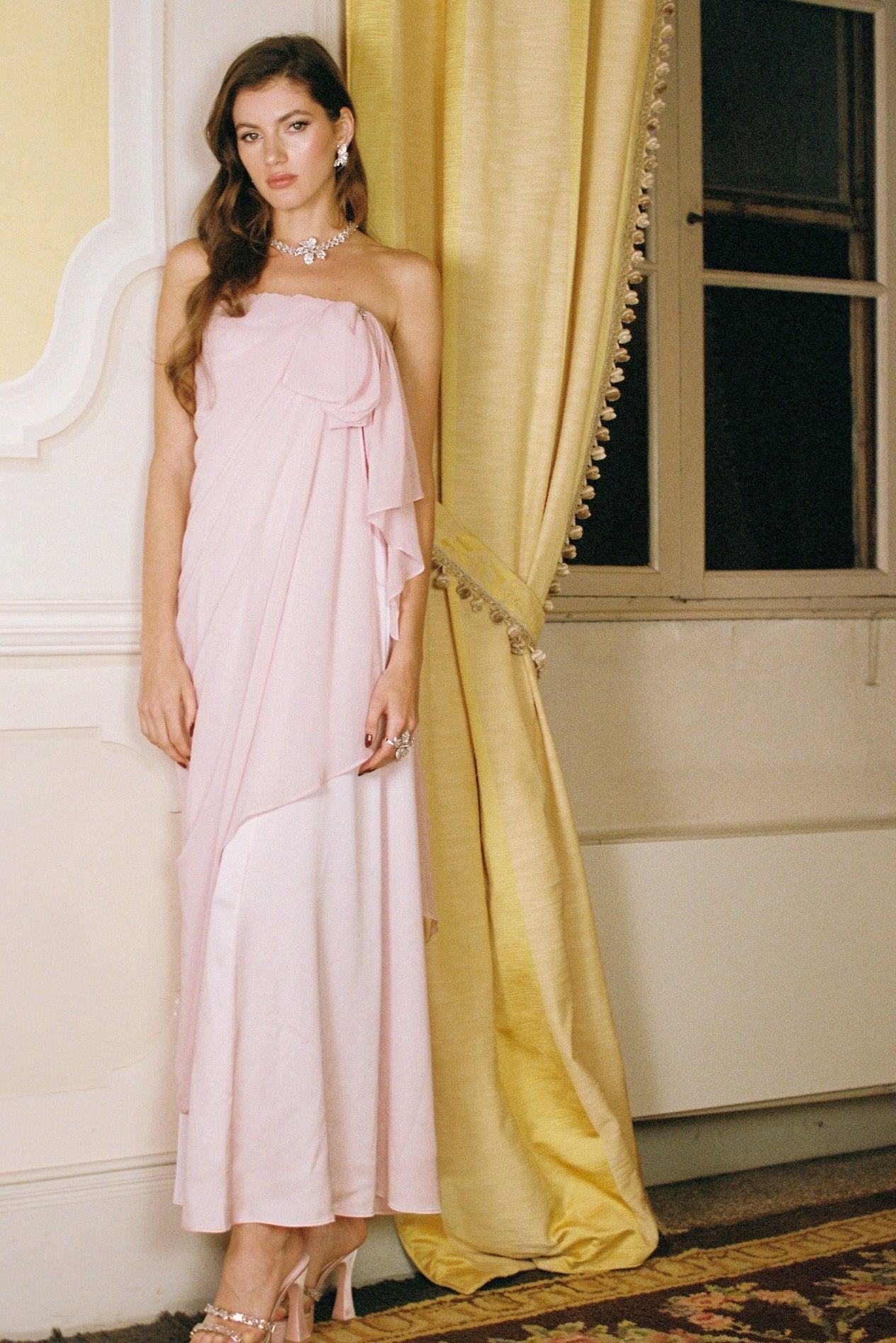 Lindsey Dress: Pink Midi Dress for Garden Wedding Guest | Nana Jacqueline