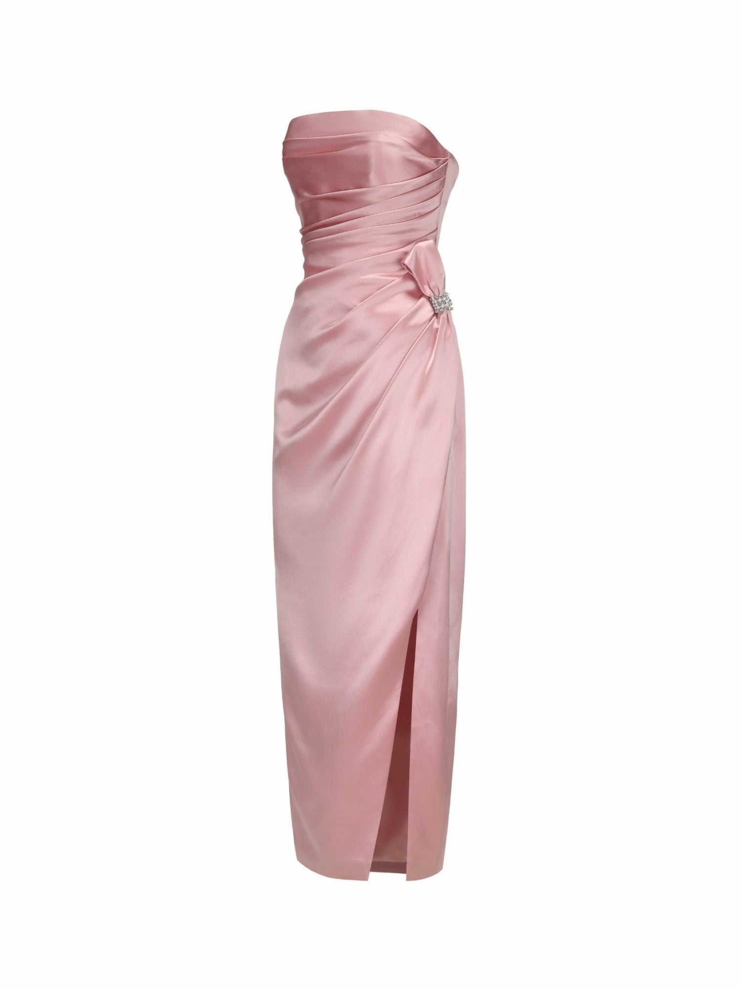 Emilia Satin Dress: Pink Maxi Dress for Formal Wedding Guest | Nana Jacqueline