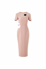 Zoe Dress: Pink Midi Dress for Cocktail Party | Nana Jacqueline