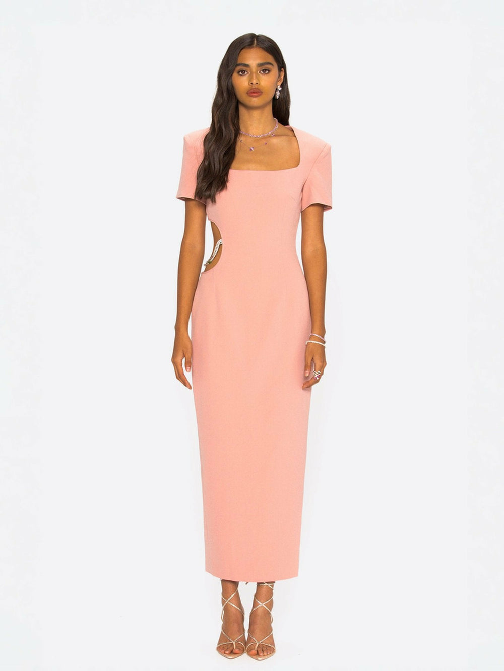 Zoe Dress: Pink Midi Dress for Cocktail Party | Nana Jacqueline