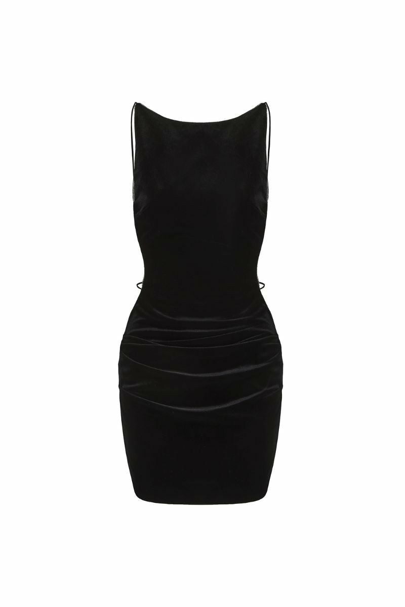 Lucia Velvet Dress: Black Mini Dress for Cocktail Party | Nana Jacqueline