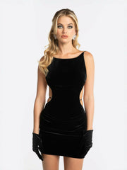 Lucia Velvet Dress: Black Mini Dress for Cocktail Party | Nana Jacqueline