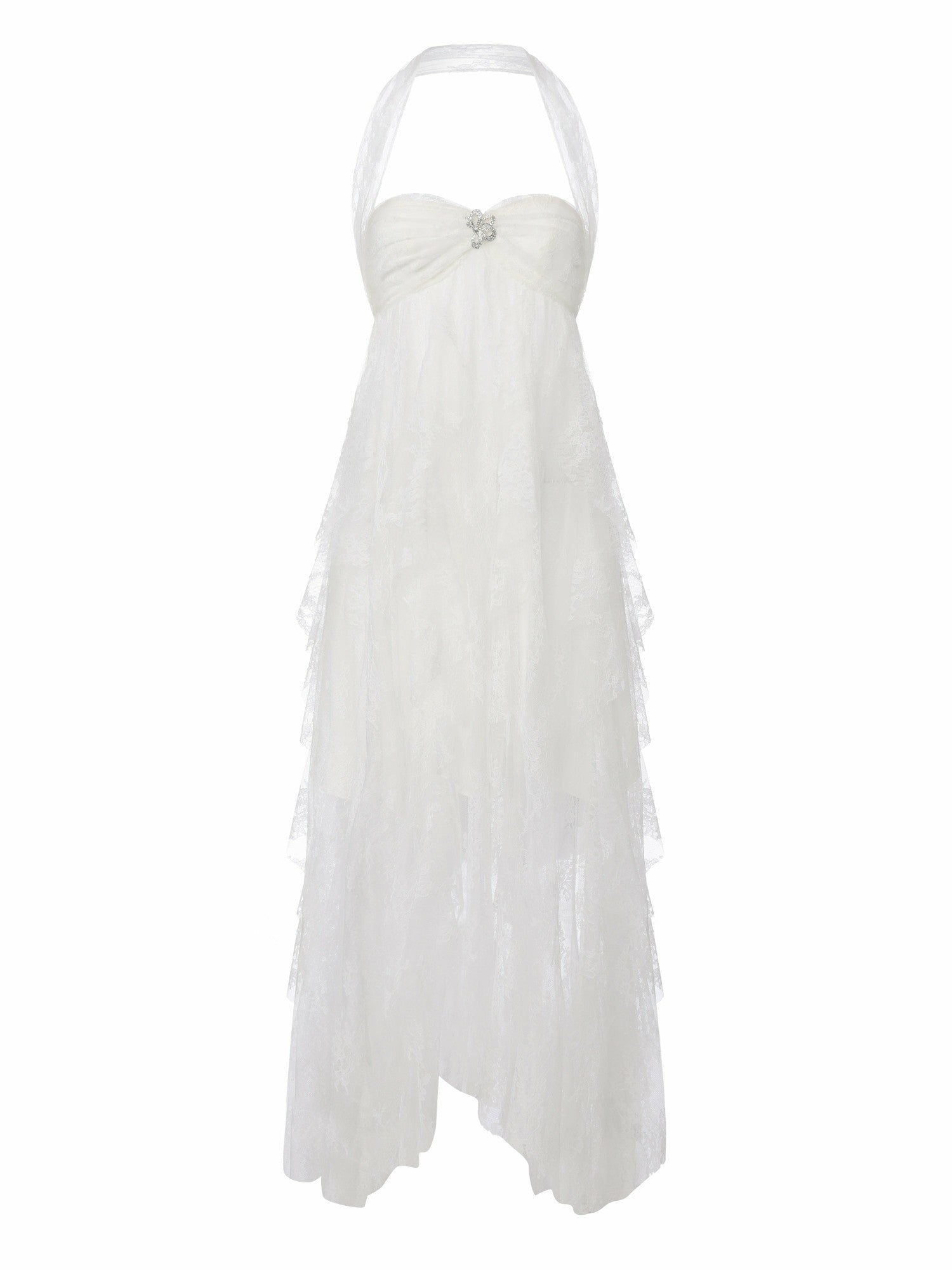 Aurora Halter Lace White Dress | Nana Jacqueline