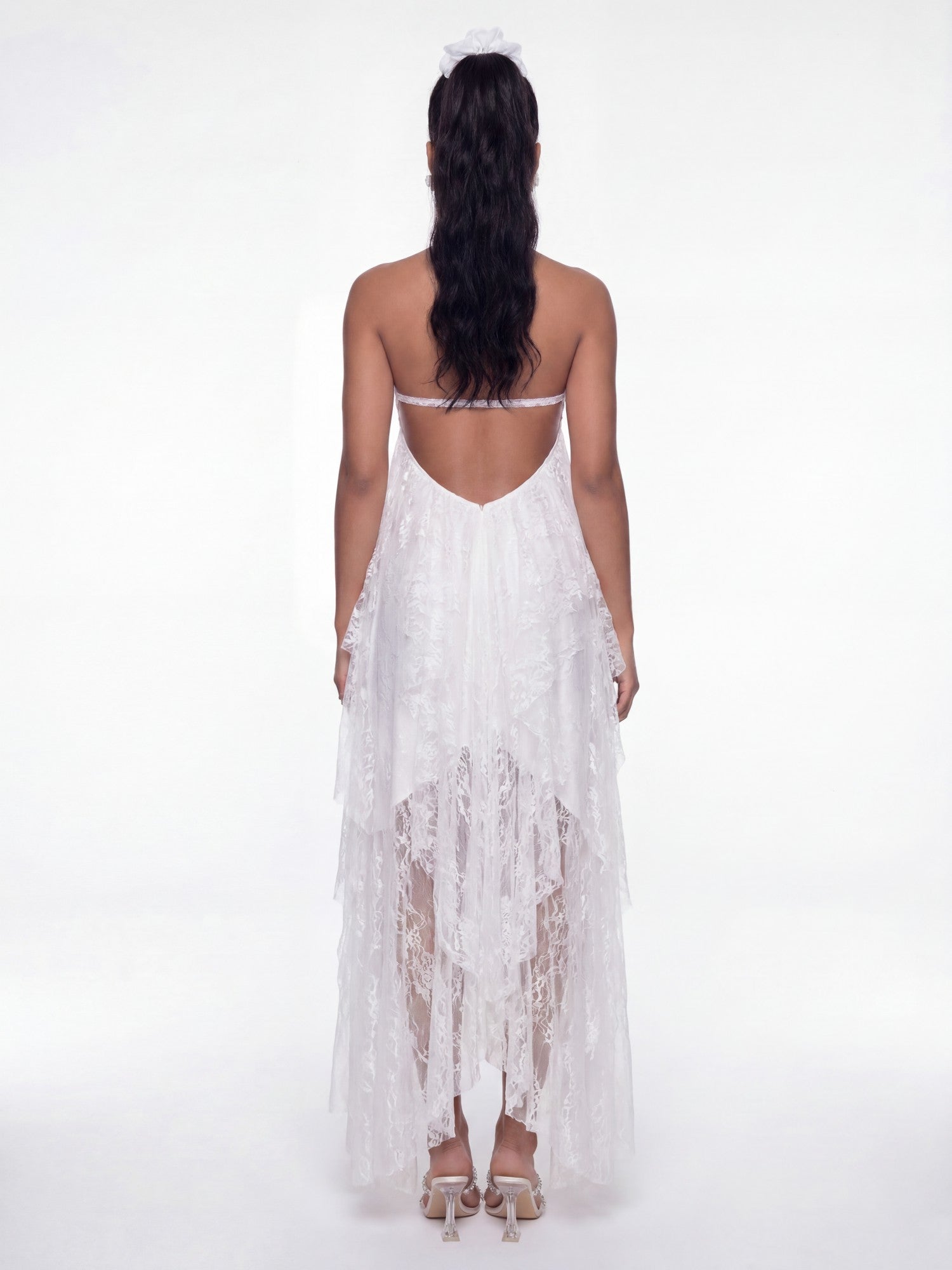 Aurora Halter Lace White Dress | Nana Jacqueline