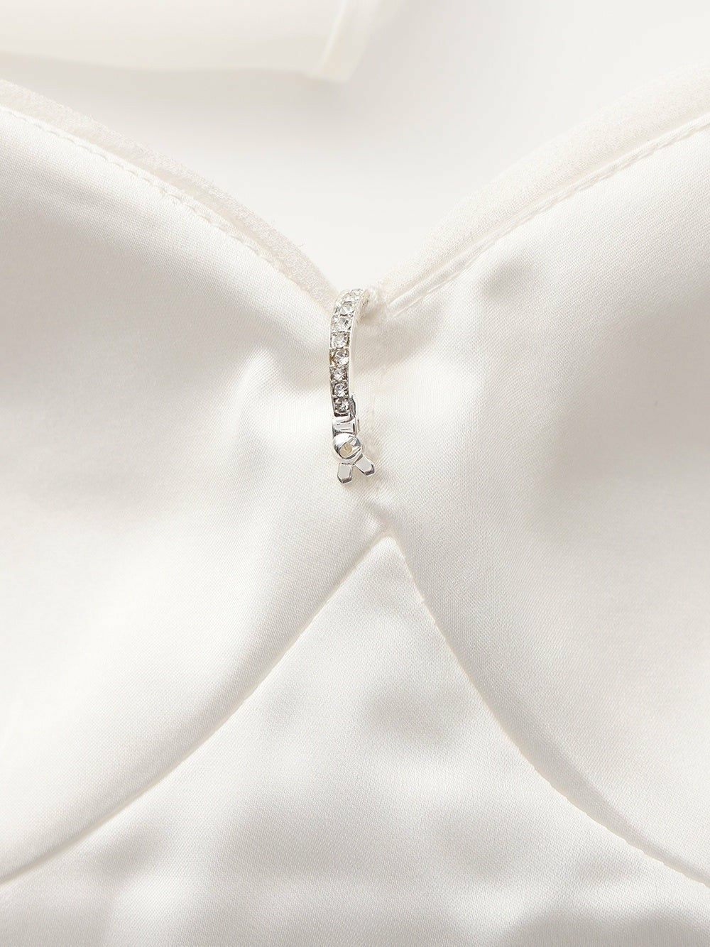 White Satin Halter Top with Crystal Bow | Nana Jacqueline