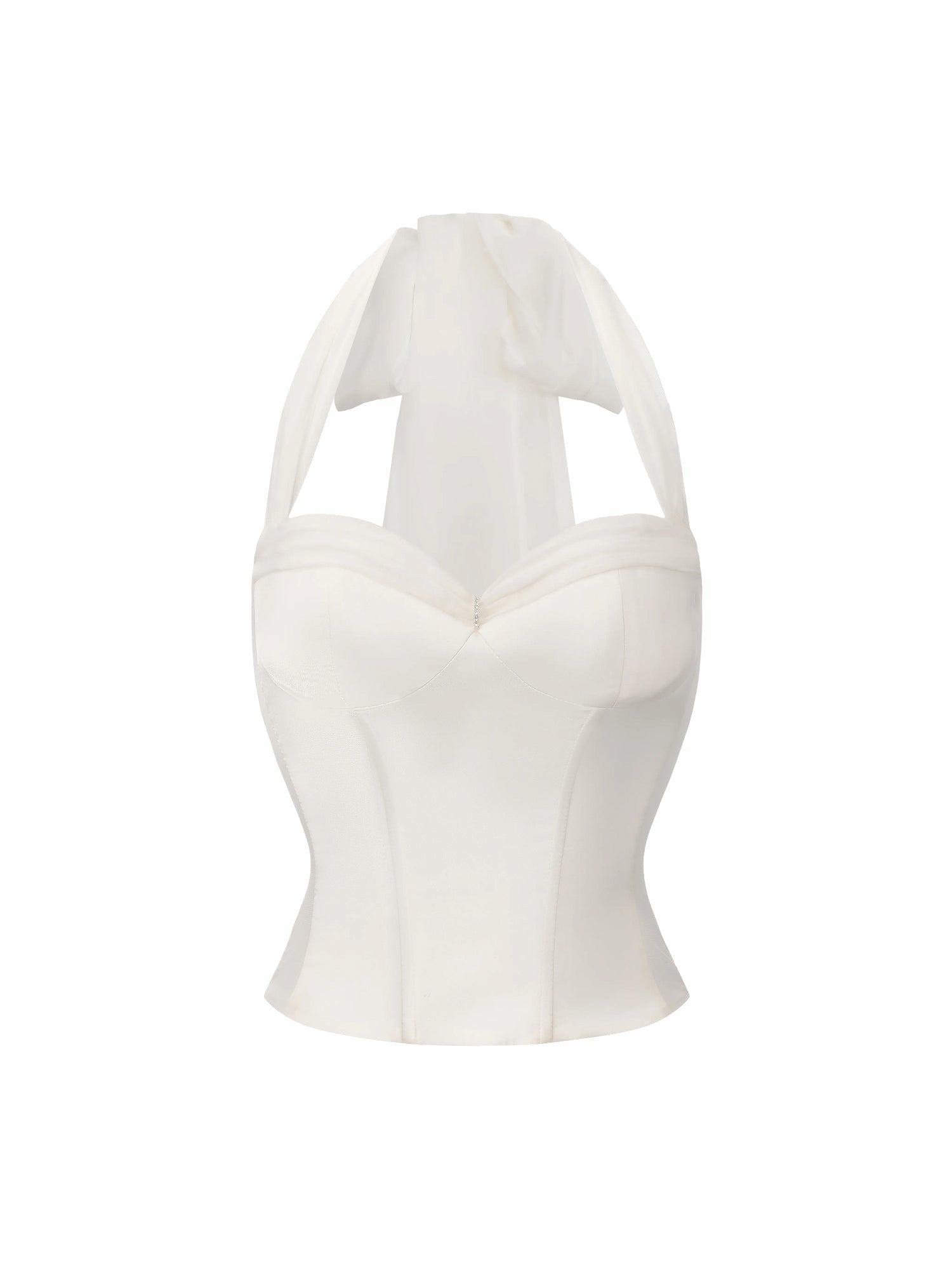 White Satin Halter Top with Crystal Bow | Nana Jacqueline