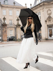 White High-Waist A-Line Midi Skirt | Nana Jacqueline