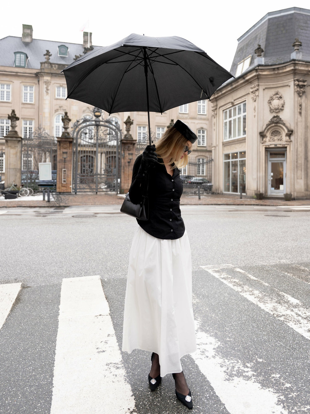 White High-Waist A-Line Midi Skirt | Nana Jacqueline