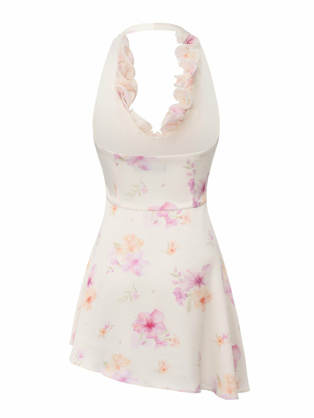 Ella Halter Ruffle Ivory Floral Dress | Nana Jacqueline
