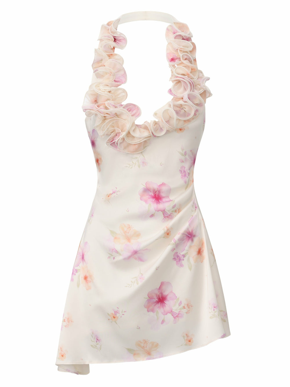 Ella Halter Ruffle Ivory Floral Dress | Nana Jacqueline