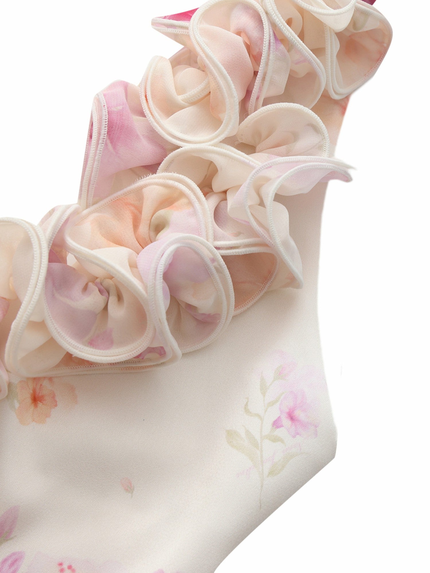 Ella Halter Ruffle Ivory Floral Dress | Nana Jacqueline