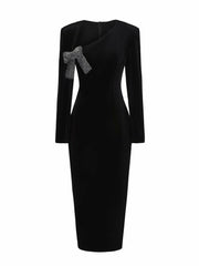 Veronica Velvet Dress: Black Midi Dress for Cocktail Party | Nana Jacqueline