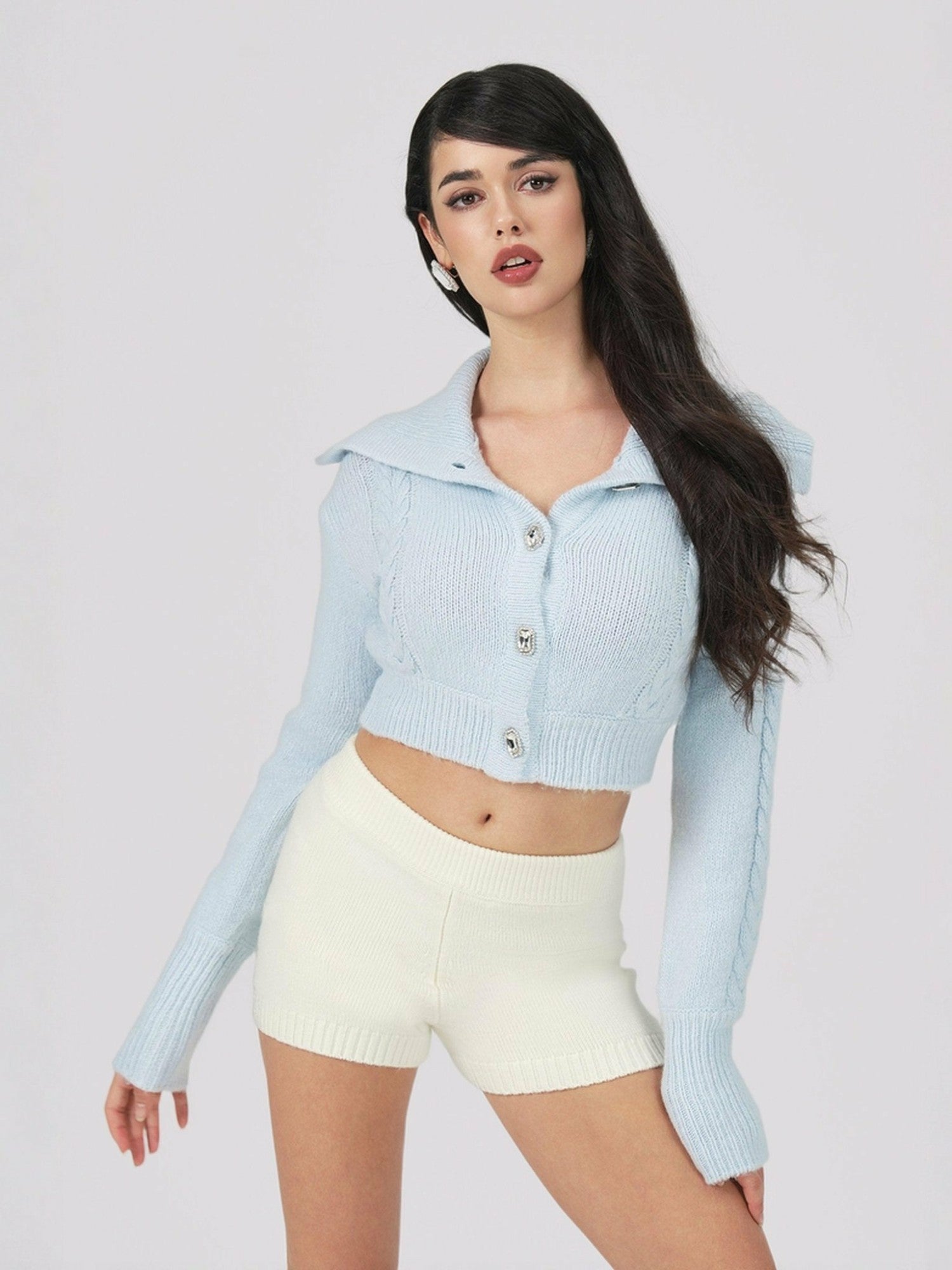 Addison Coat + Scarf Set: Blue Knit Set for Resort Brunch | Nana Jacqueline