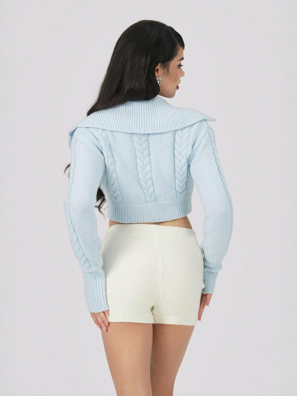 Addison Coat + Scarf Set: Blue Knit Set for Resort Brunch | Nana Jacqueline