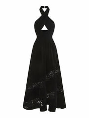 Maxine Velvet Dress: Black Maxi Dress for Cocktail Party | Nana Jacqueline
