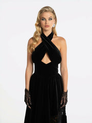 Maxine Velvet Dress: Black Maxi Dress for Cocktail Party | Nana Jacqueline