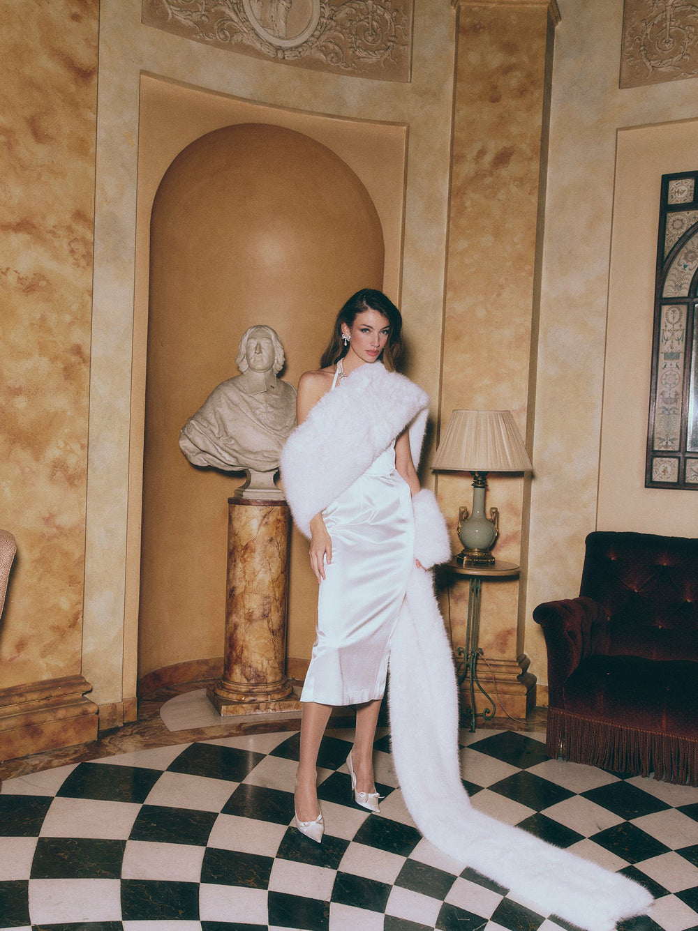 Serena Dress: White Midi Dress for Rehearsal Dinner | Nana Jacqueline