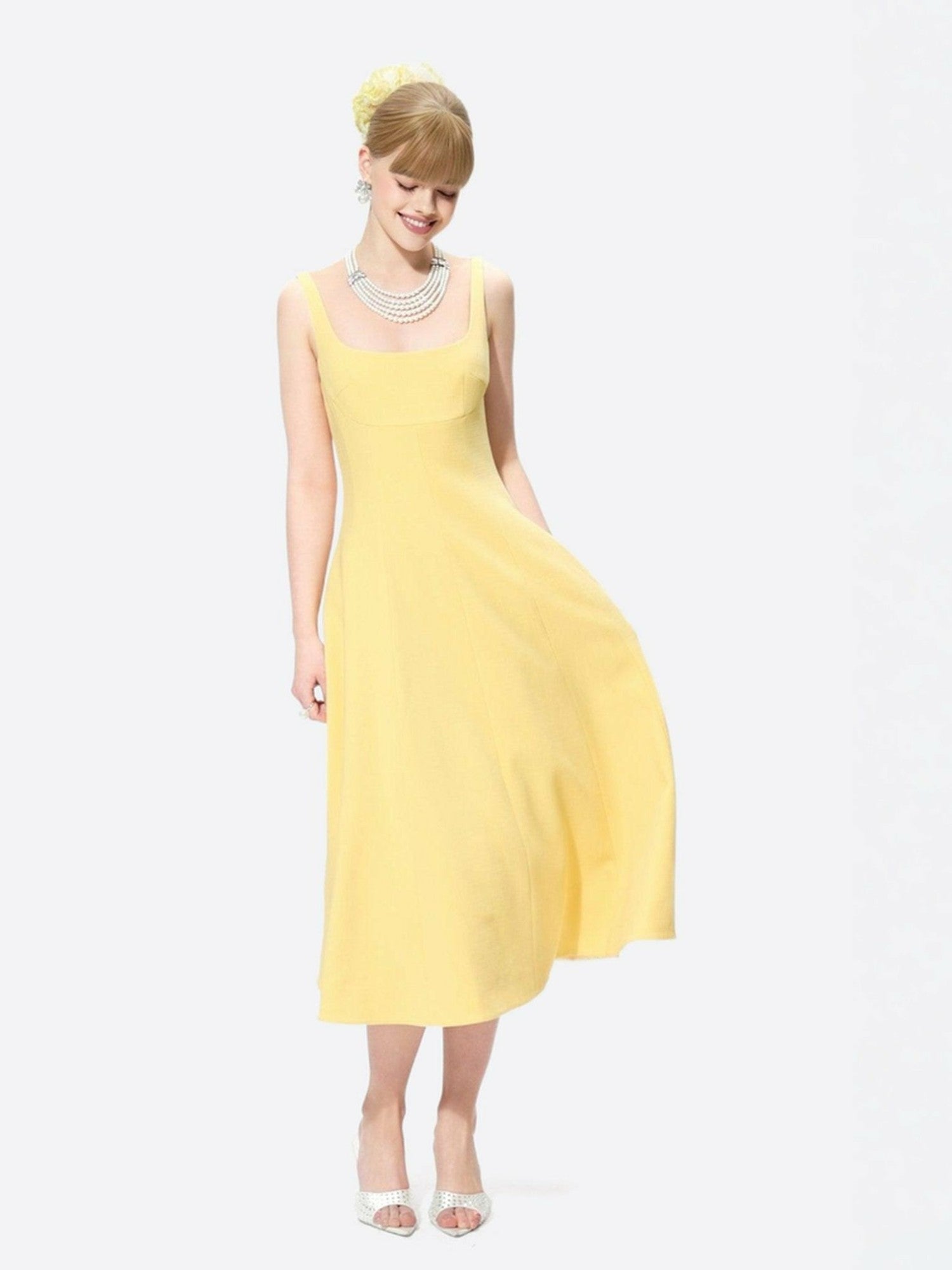 Josephine Dress: Yellow Midi Dress for Garden Party | Nana Jacqueline