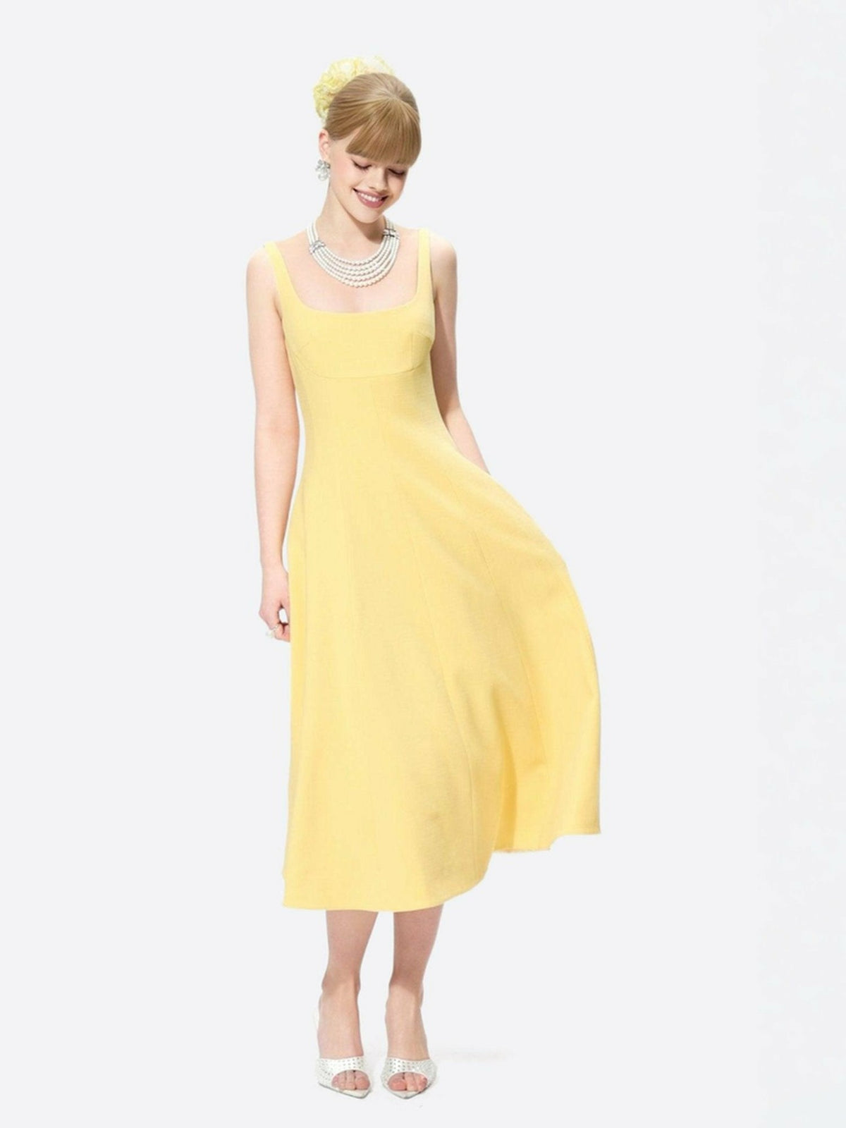 Josephine Dress: Yellow Midi Dress for Garden Party | Nana Jacqueline