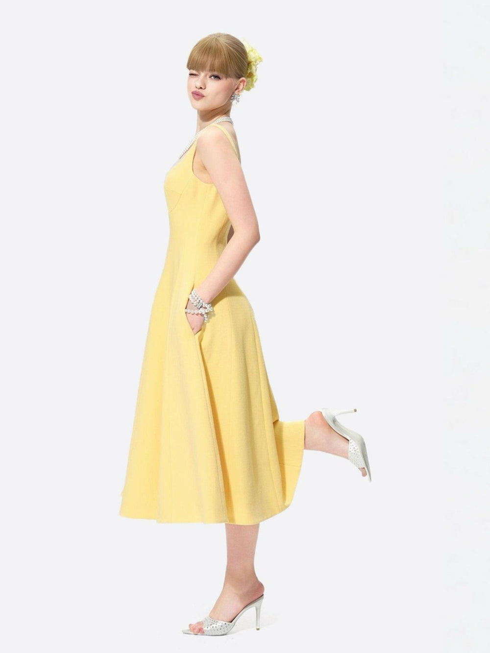 Josephine Dress: Yellow Midi Dress for Garden Party | Nana Jacqueline