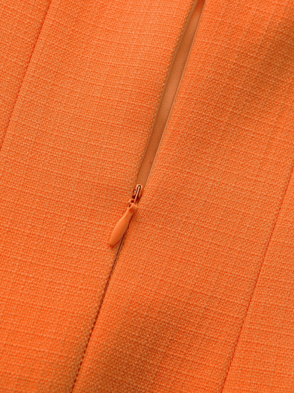 Orange Square-Neck Paneled Midi Dress | Nana Jacqueline