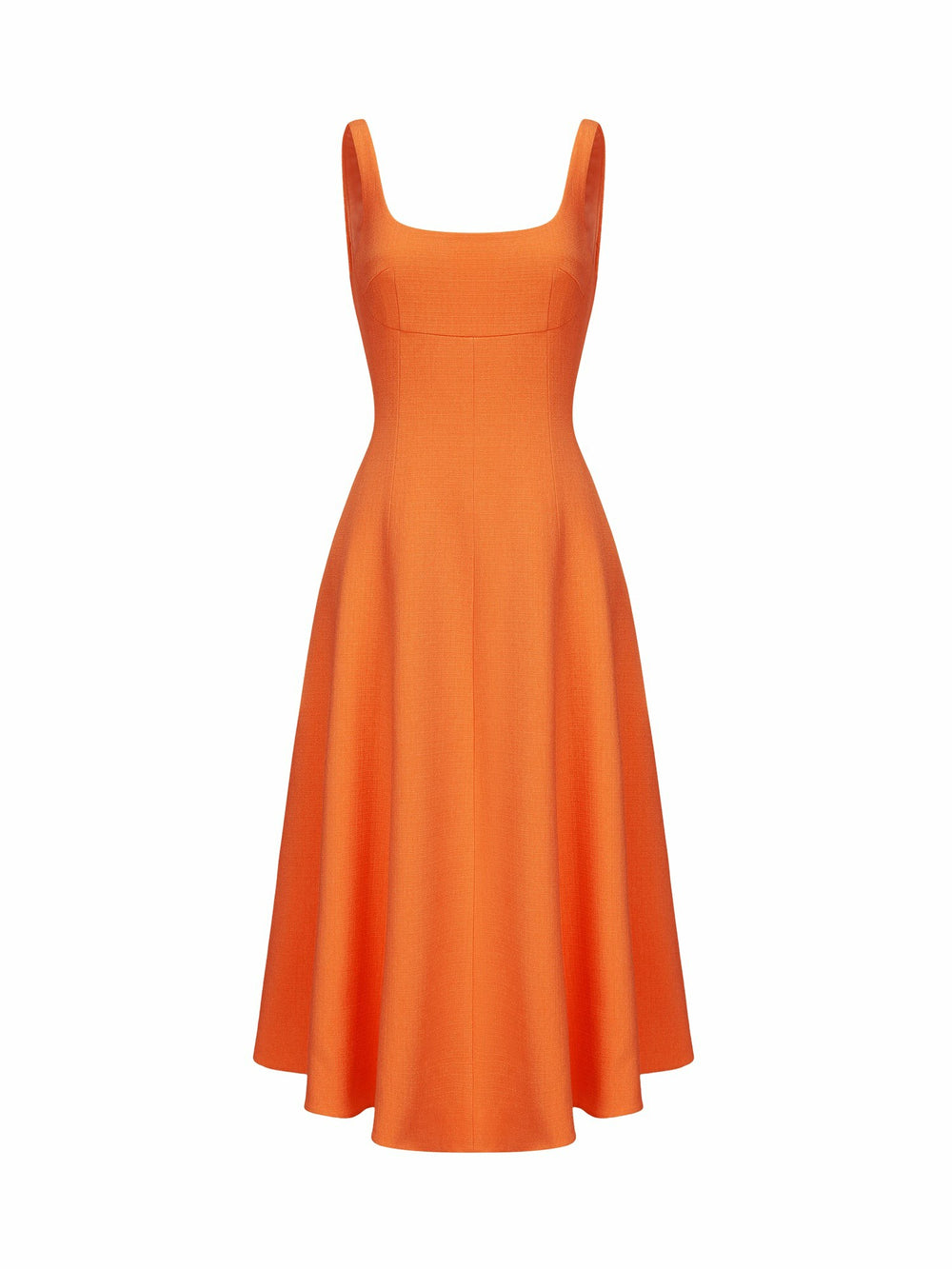 Orange Square-Neck Paneled Midi Dress | Nana Jacqueline