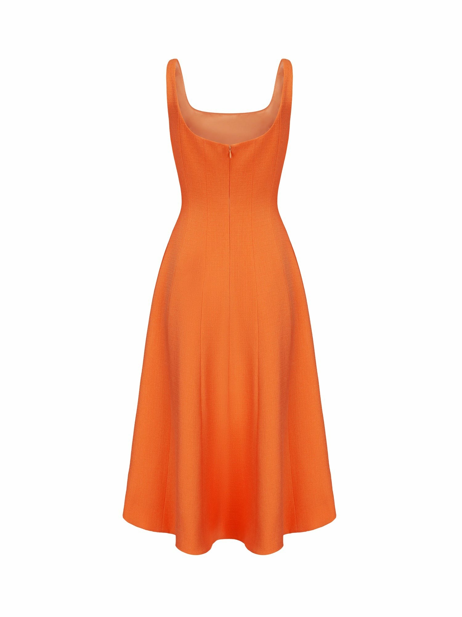 Orange Square-Neck Paneled Midi Dress | Nana Jacqueline