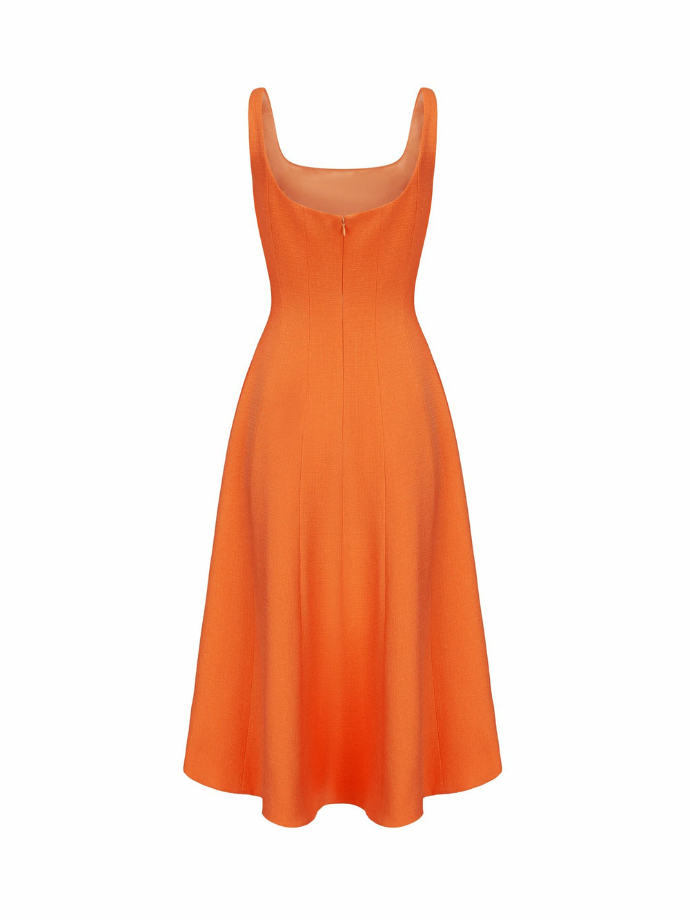 Orange Square-Neck Paneled Midi Dress | Nana Jacqueline