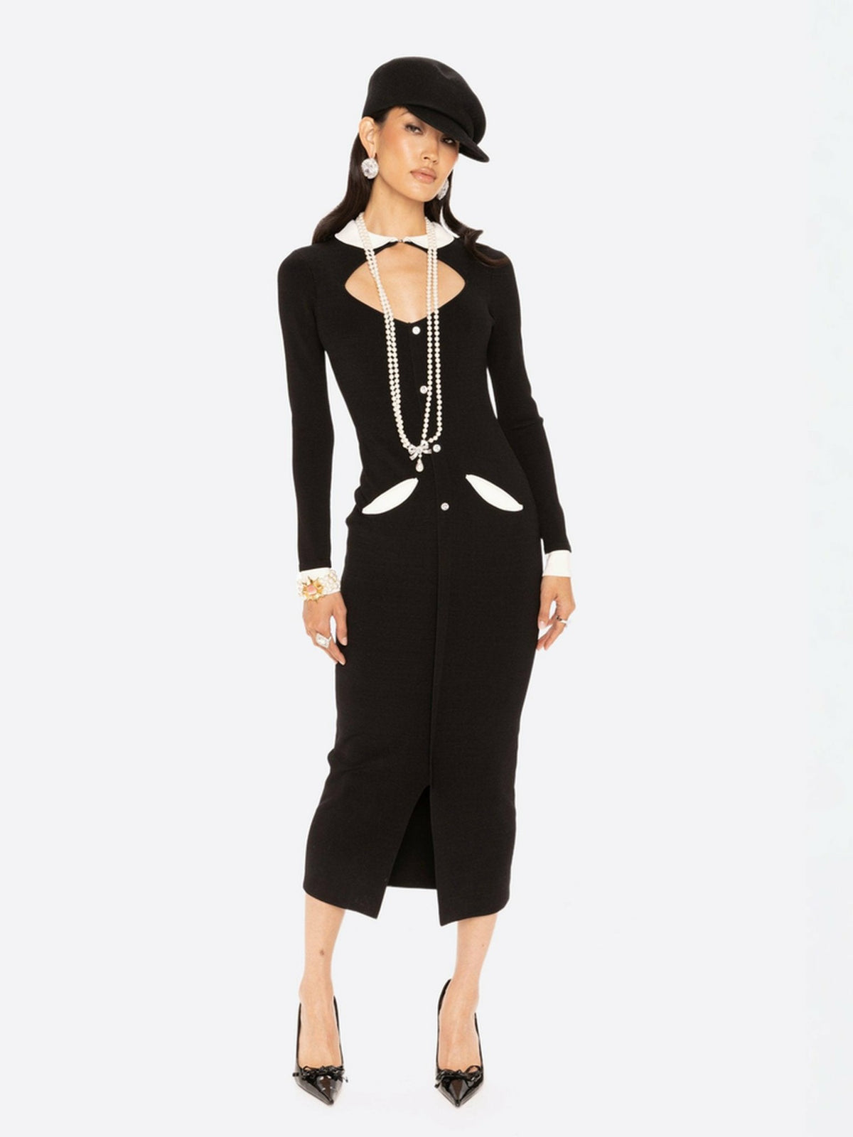 Colette Knit Maxi Dress: Black Maxi Dress for Cocktail Party | Nana Jacqueline