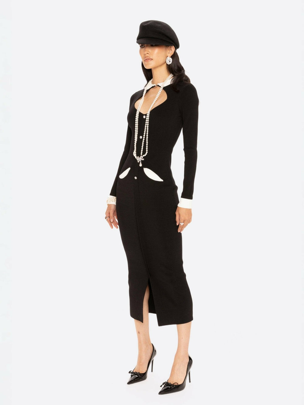 Colette Knit Maxi Dress: Black Maxi Dress for Cocktail Party | Nana Jacqueline