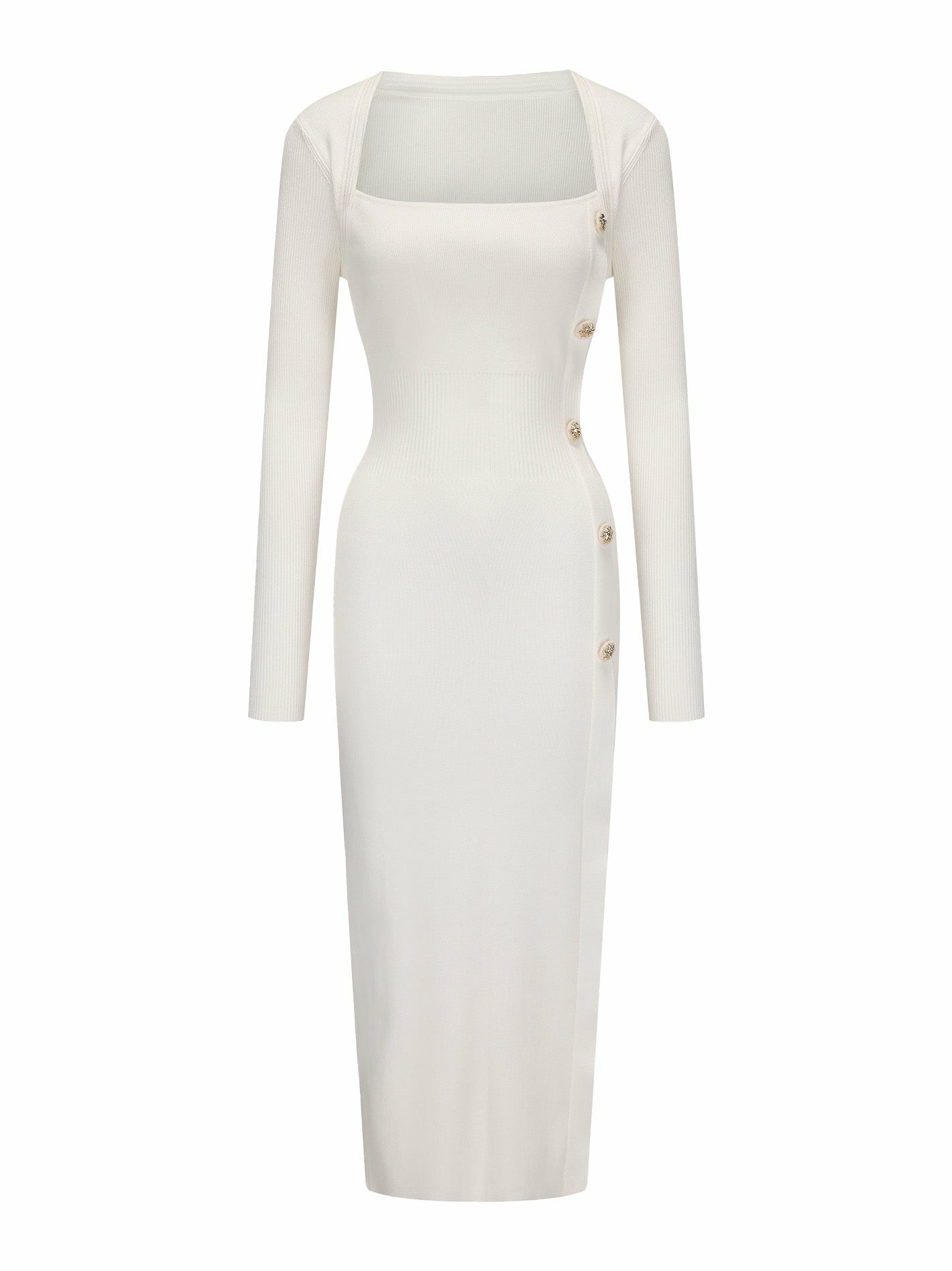 Rylee Knit Dress: White Midi Dress for Bridal Shower | Nana Jacqueline
