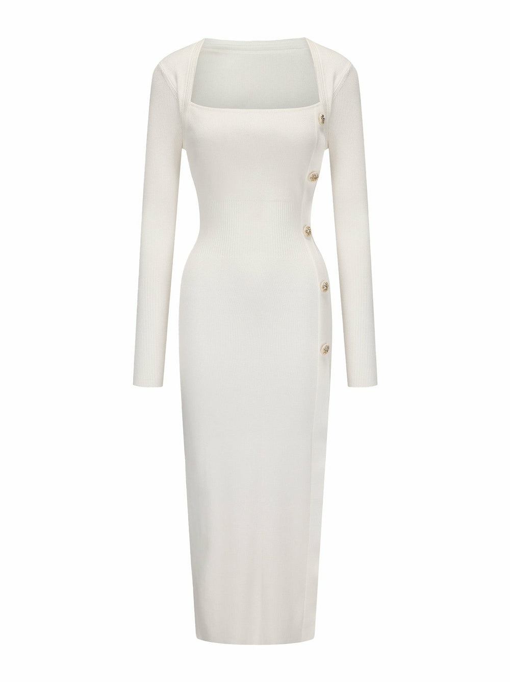Rylee Knit Dress: White Midi Dress for Bridal Shower | Nana Jacqueline