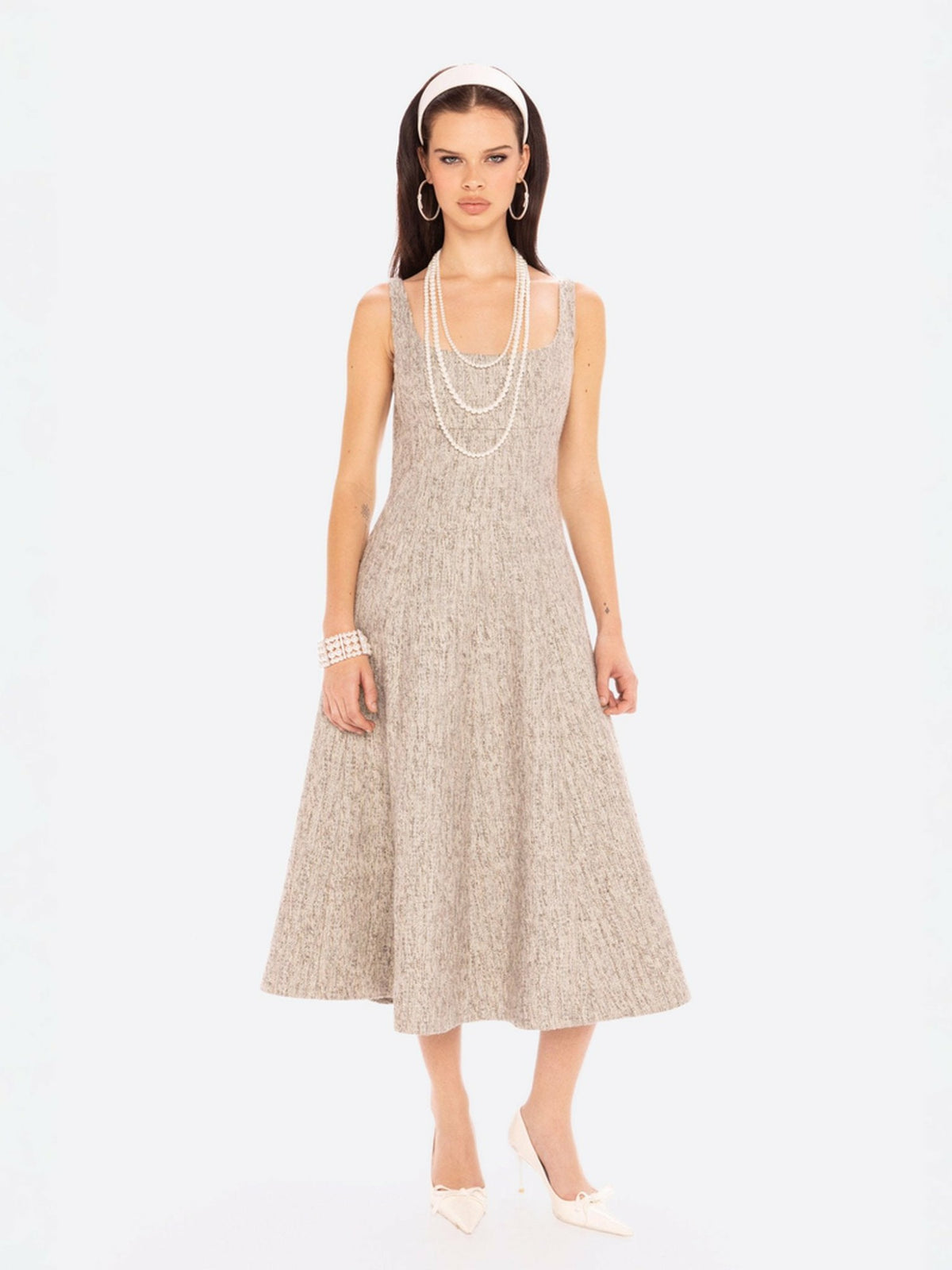 Josephine Dress: Gray Midi Dress for Garden Party | Nana Jacqueline
