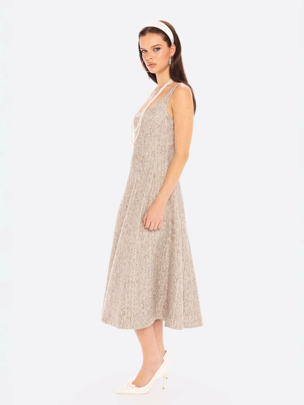 Josephine Dress: Gray Midi Dress for Garden Party | Nana Jacqueline