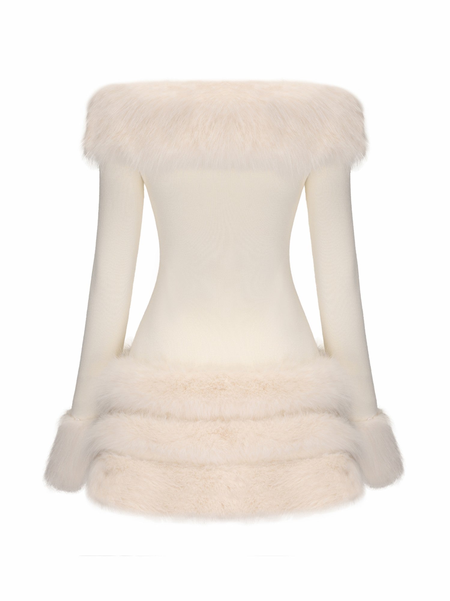 Mila Fur Dress: White Mini Dress for Wedding After-Party | Nana Jacqueline