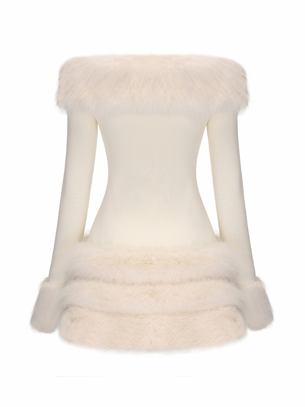 Mila Fur Dress: White Mini Dress for Wedding After-Party | Nana Jacqueline