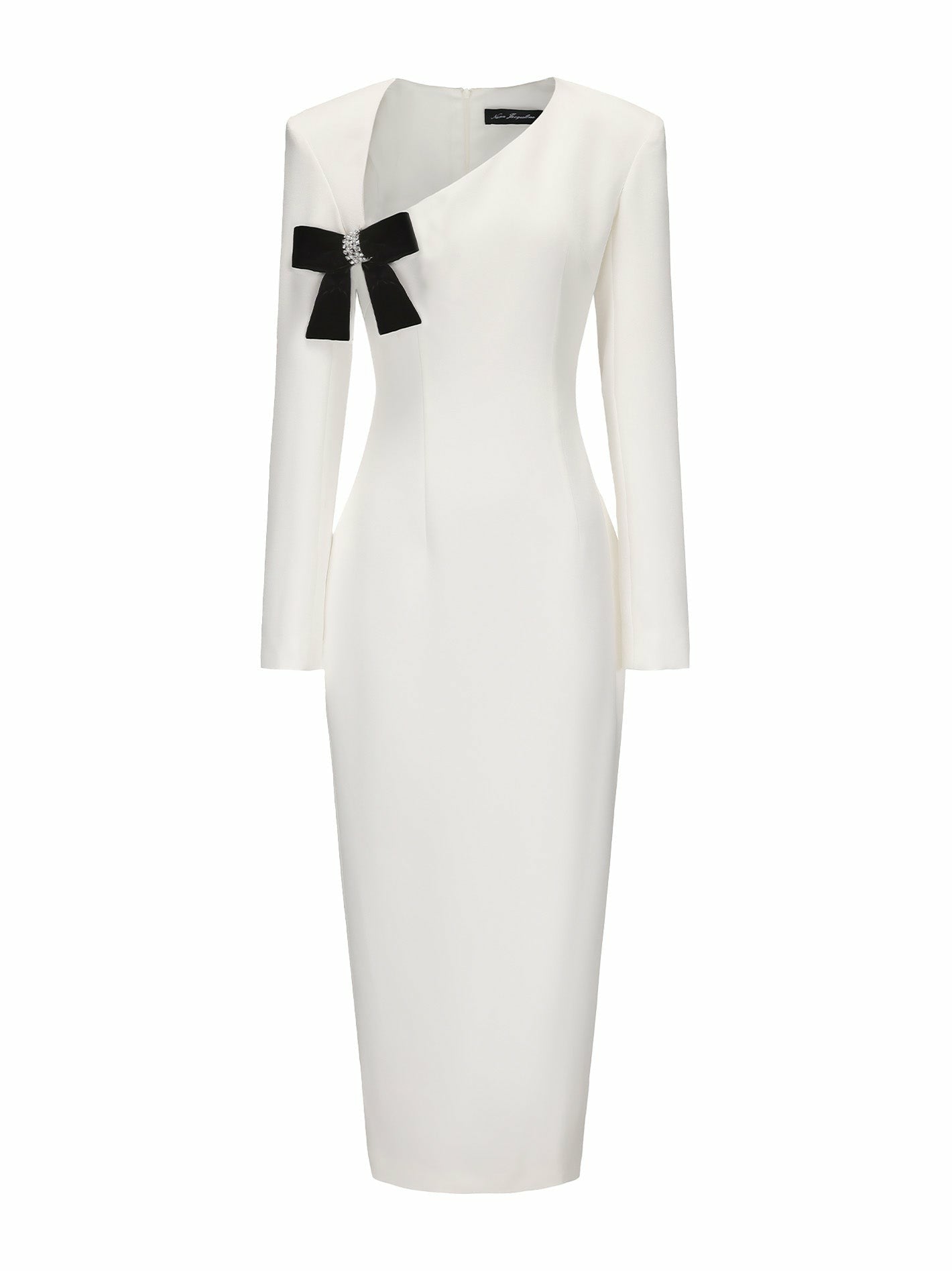 Ellie Bow Dress: White Midi Dress for Rehearsal Dinner | Nana Jacqueline