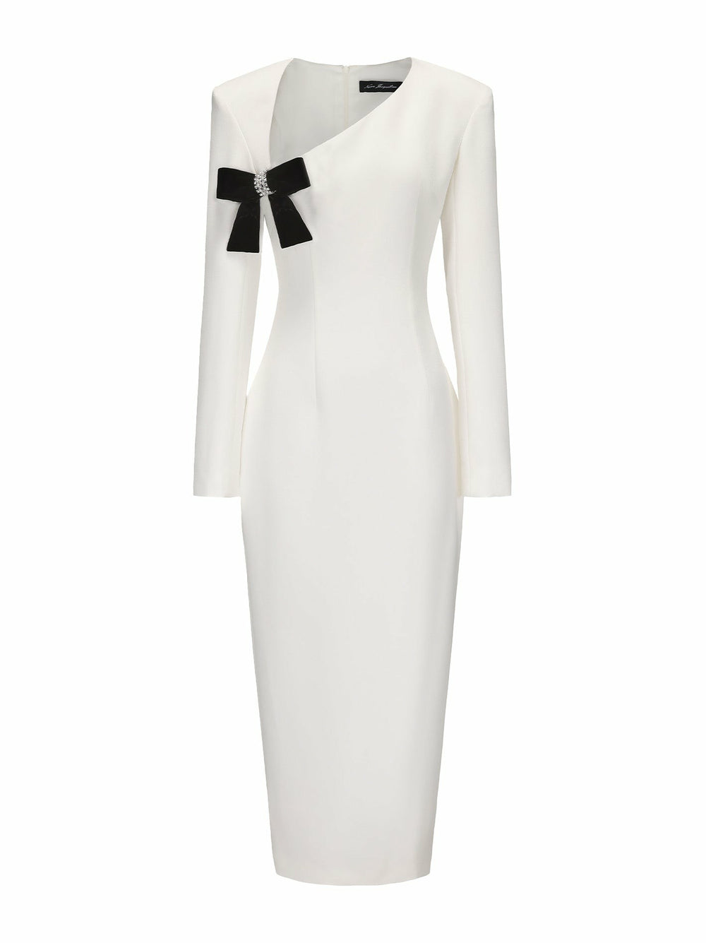 Ellie Bow Dress: White Midi Dress for Rehearsal Dinner | Nana Jacqueline