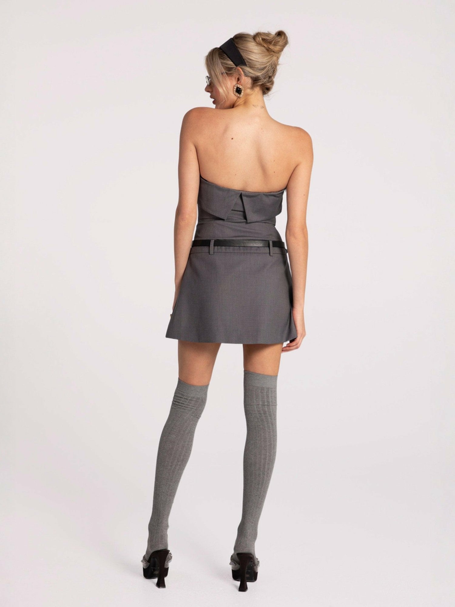 Ashley Dress: Grey Mini Dress for Date Night | Nana Jacqueline