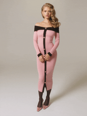 Annie Knit Dress: Pink Midi Dress for Brunch | Nana Jacqueline