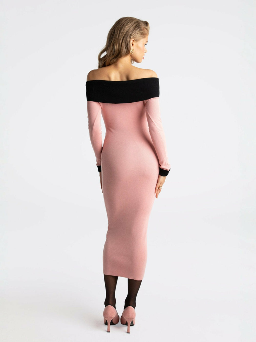 Annie Knit Dress: Pink Midi Dress for Brunch | Nana Jacqueline