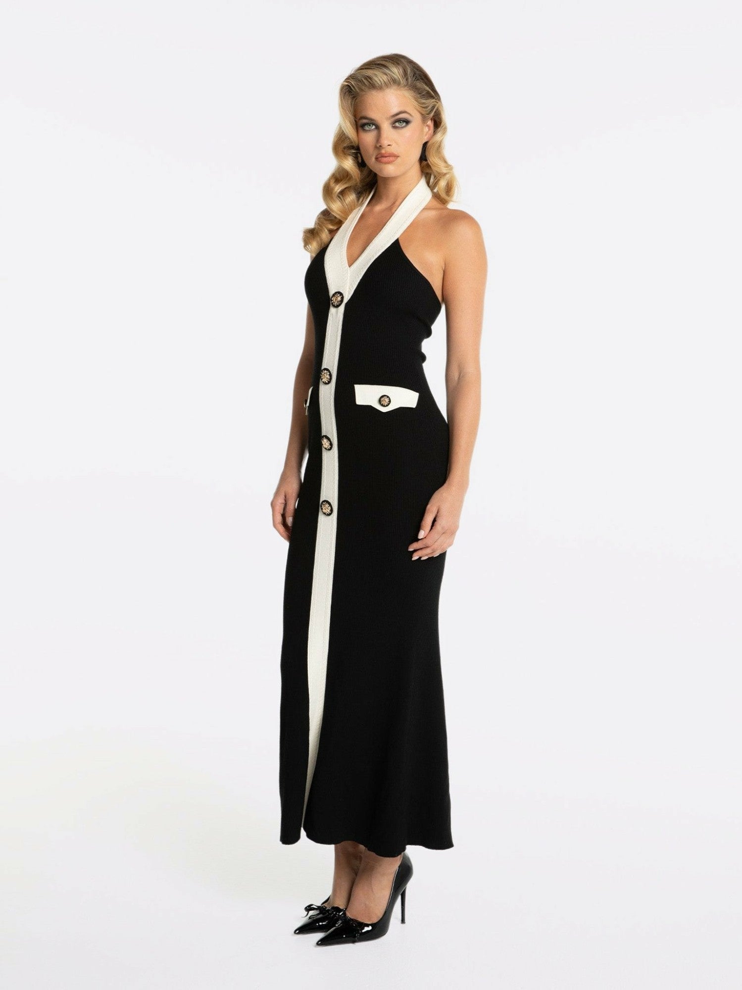 Regina Knit Dress: Black Maxi Dress for Cocktail Party | Nana Jacqueline