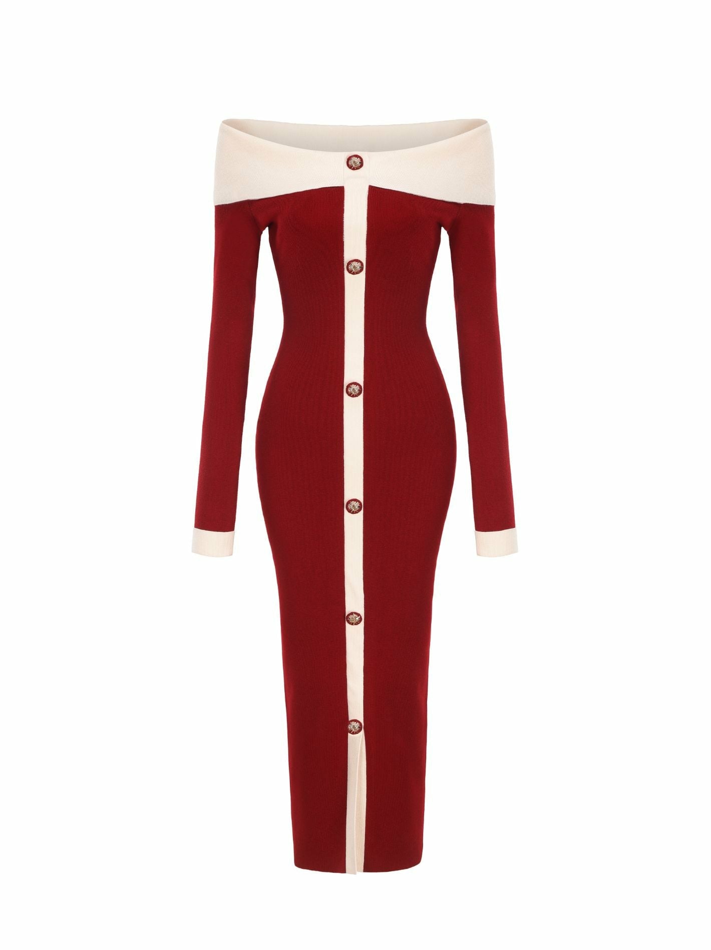 Annie Knit Dress: Red Midi Dress for Date Night | Nana Jacqueline