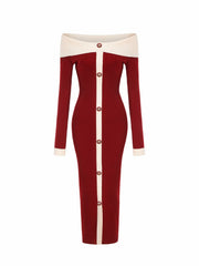 Annie Knit Dress: Red Midi Dress for Date Night | Nana Jacqueline