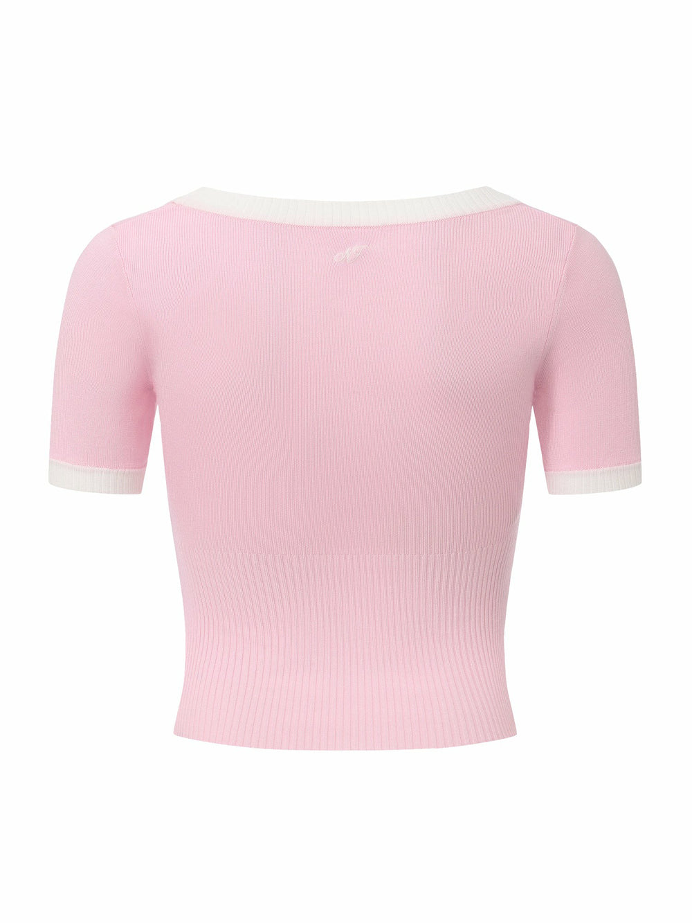 Pink Contrast-Trim Fitted Knit Top | Nana Jacqueline