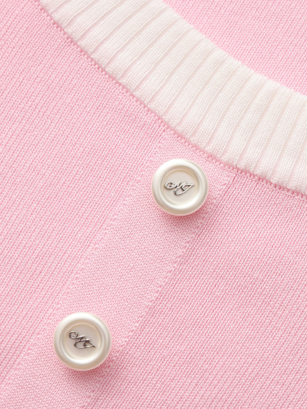 Pink Contrast-Trim Fitted Knit Top | Nana Jacqueline
