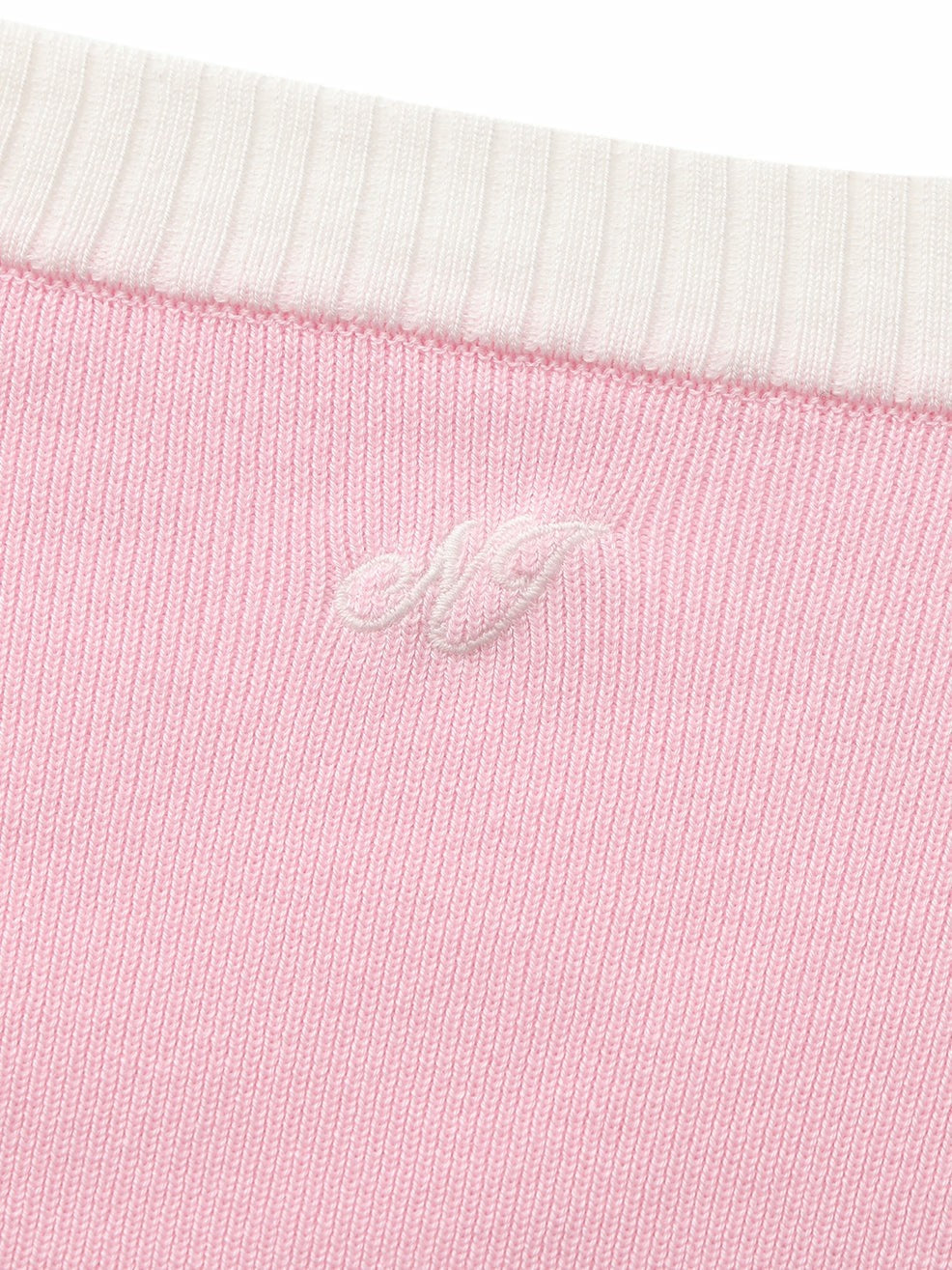 Pink Contrast-Trim Fitted Knit Top | Nana Jacqueline