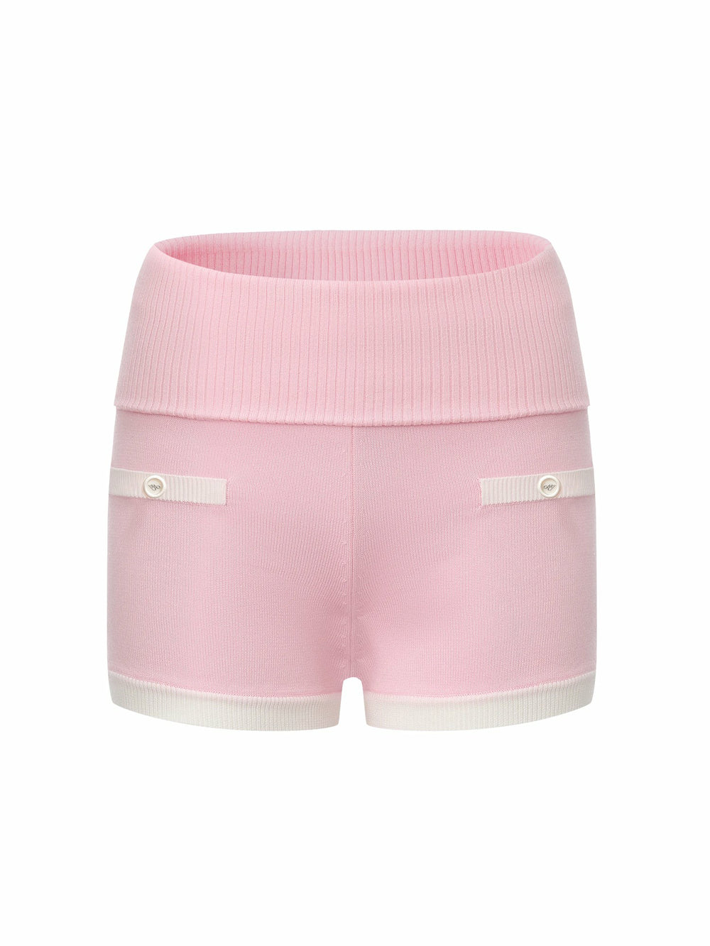 Pink Fold-Over Waist Knit Shorts | Nana Jacqueline
